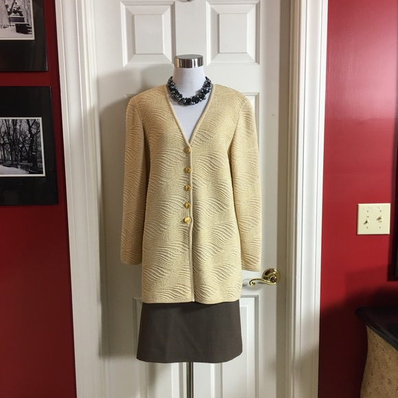 ESCADA Gold Cardigan Sweater! Exceptional Luxury! Size Small Metallic Long - Picture 5 of 8